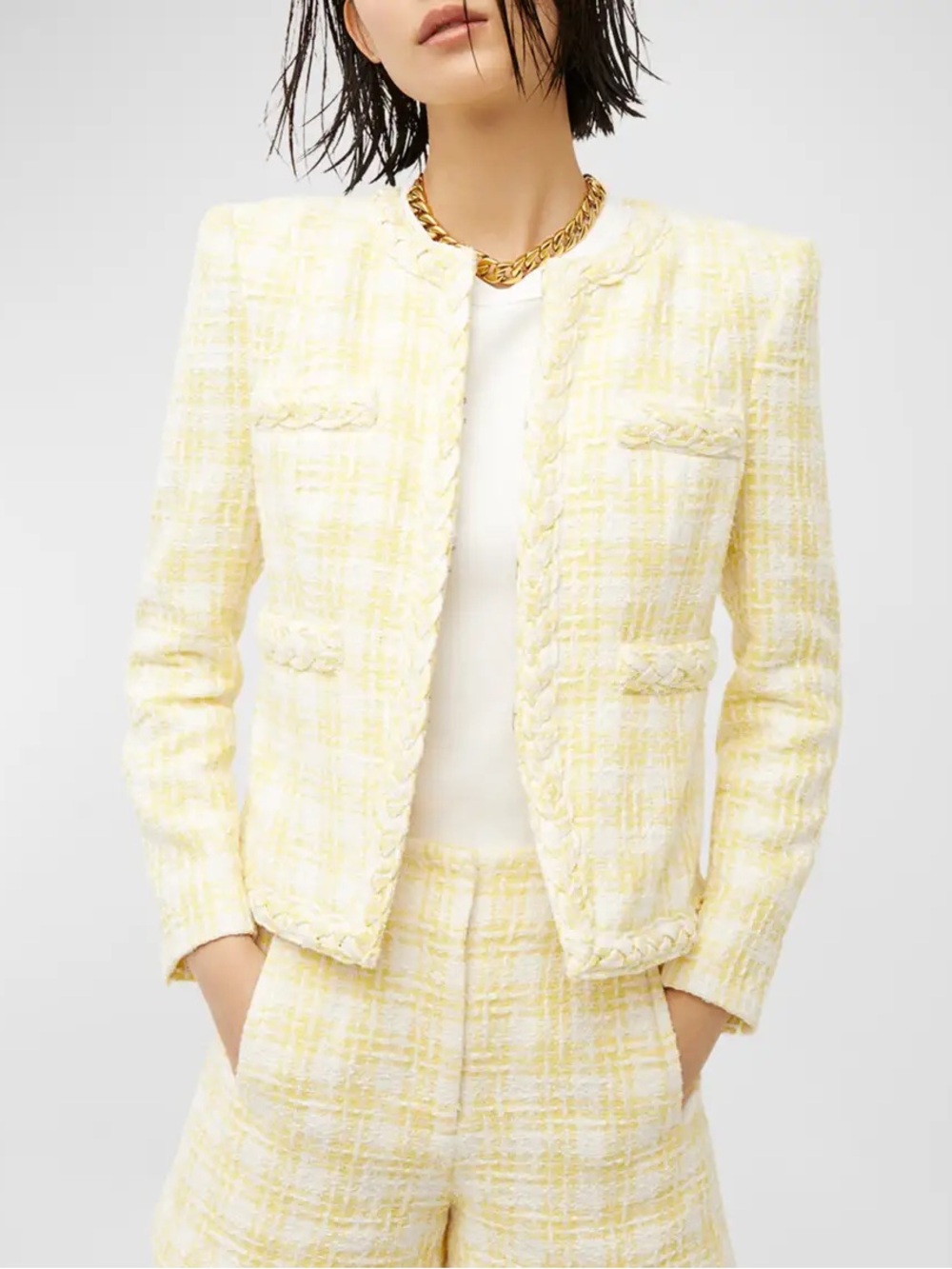 Veronica Beard Yellow Tweed and shorts set jacket 4 shorts 6